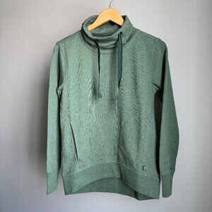 Heather Green Cotton Blend Sweatshirt NWT Funnel Neck